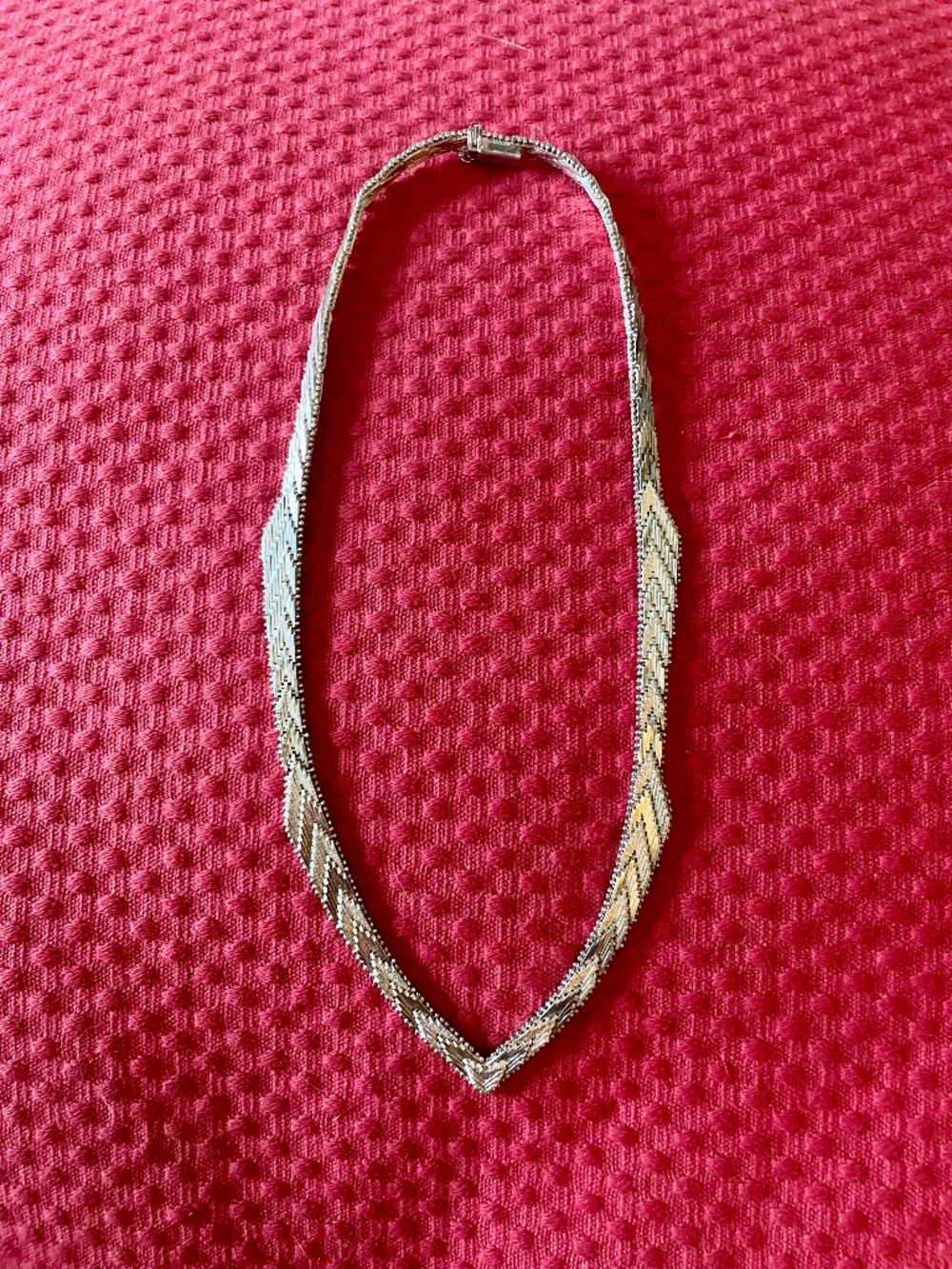 Vintage Sterling Silver Chevron Style Necklace Stamped 925